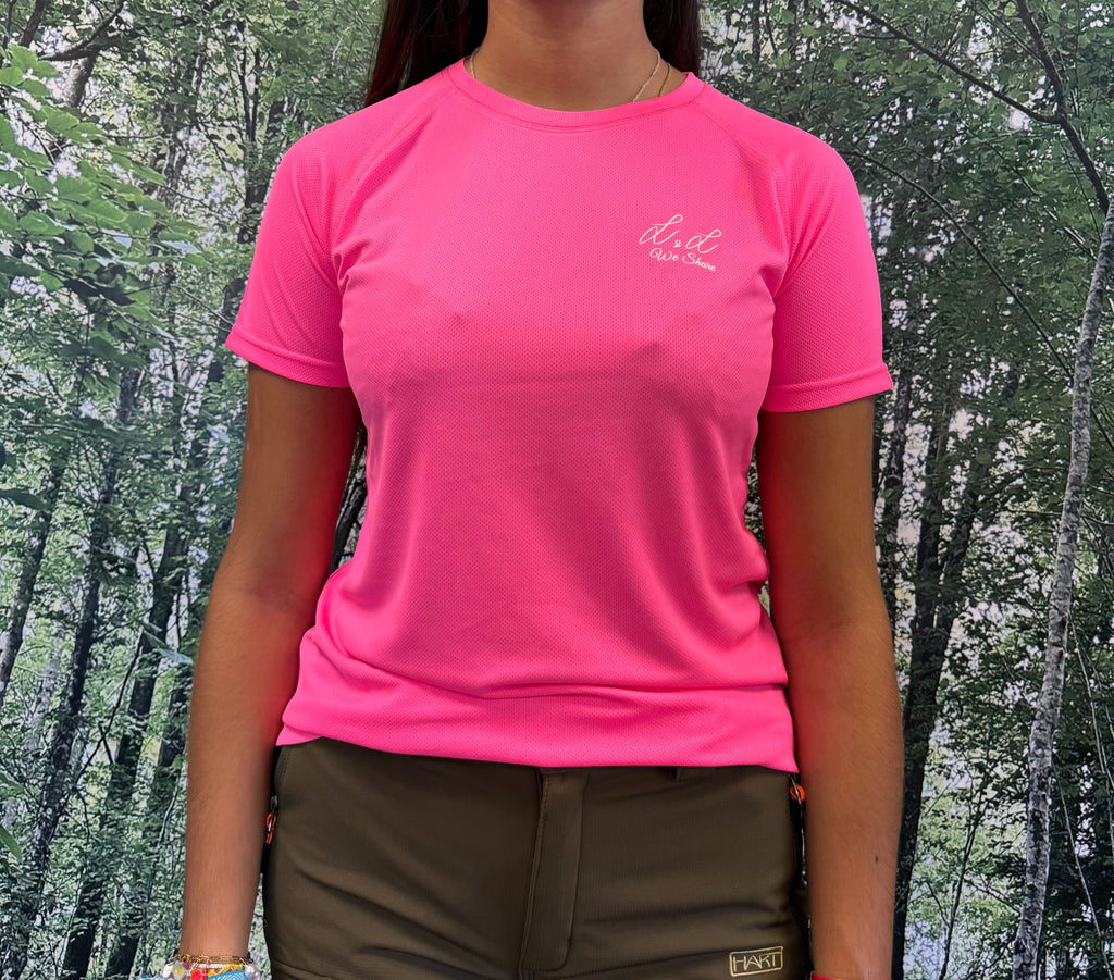 T-shirt fluorescent rose pink unisexe L&L We Share