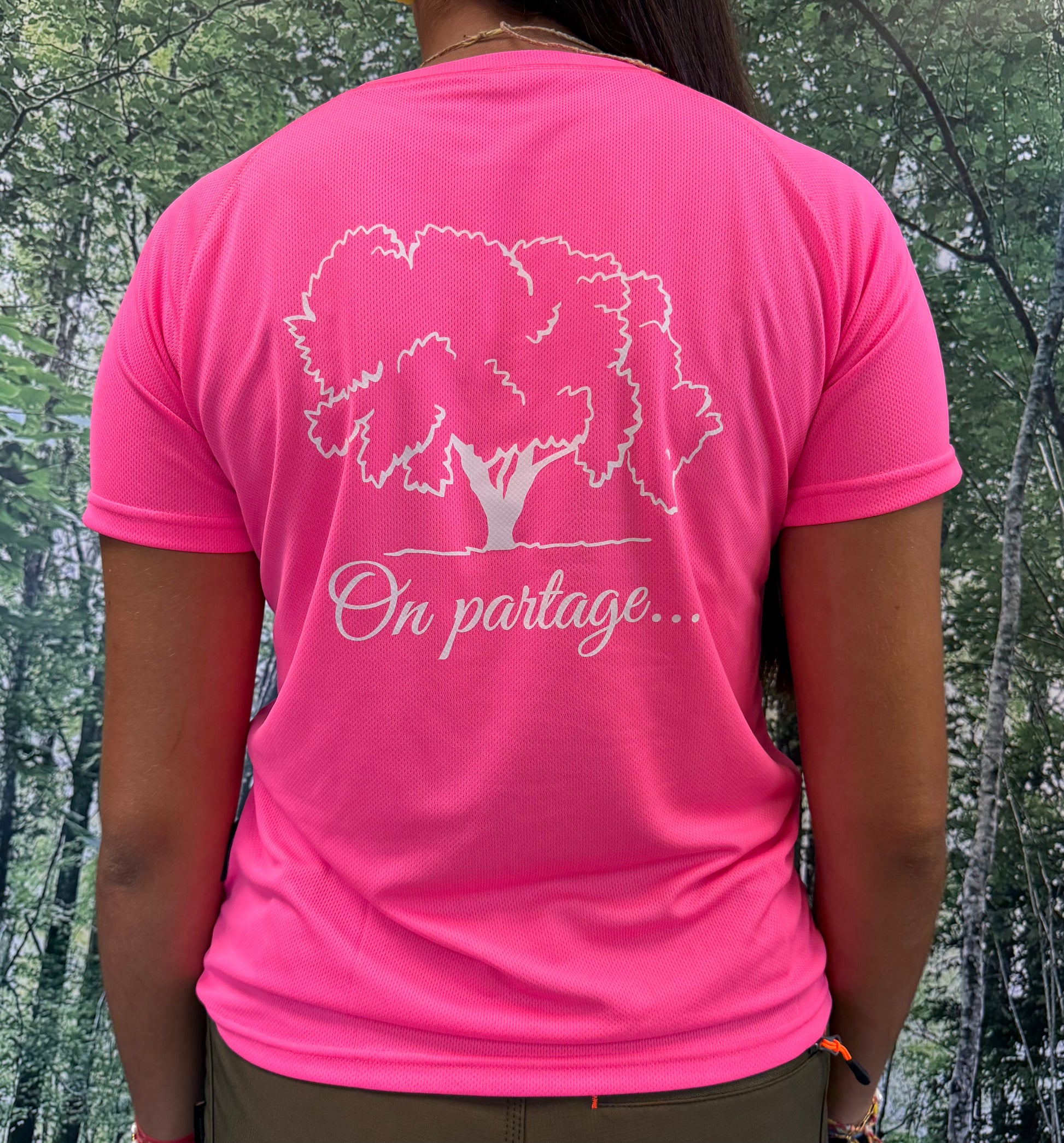 T-shirt fluorescent rose pink unisexe L&L We Share