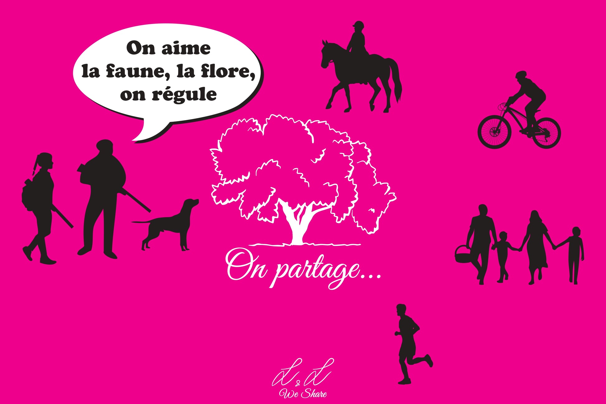 Panneaux signalétiques Akylux  Chasse et Nature L&L We Share ROSE FLUO
