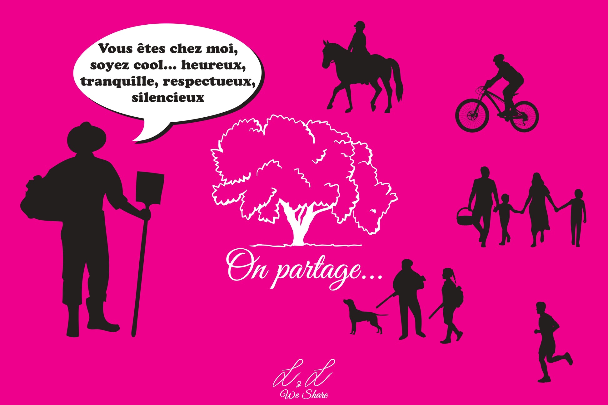 Panneaux signalétiques Akylux  Chasse et Nature L&L We Share ROSE FLUO