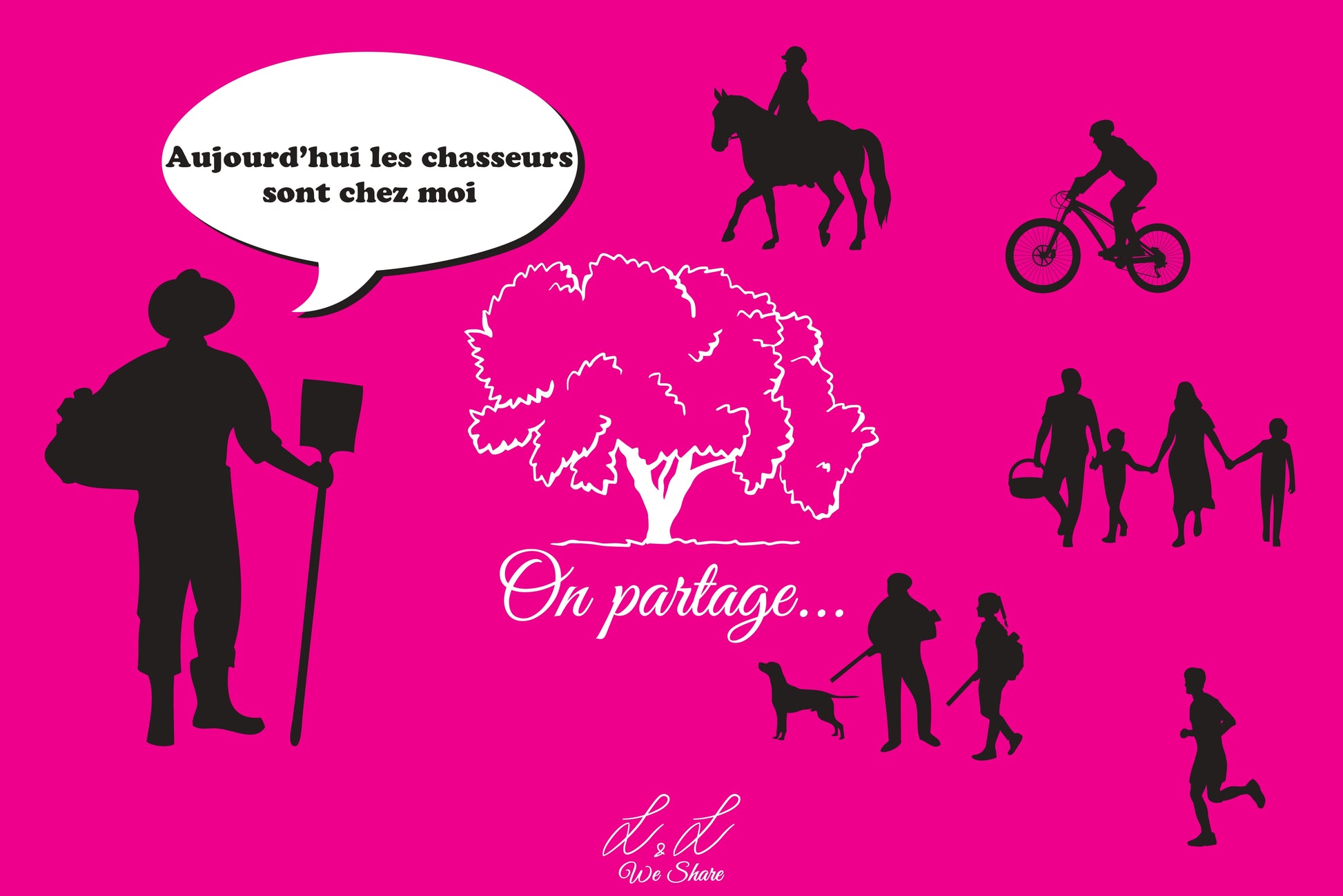 Panneaux signalétiques Akylux  Chasse et Nature L&L We Share ROSE FLUO