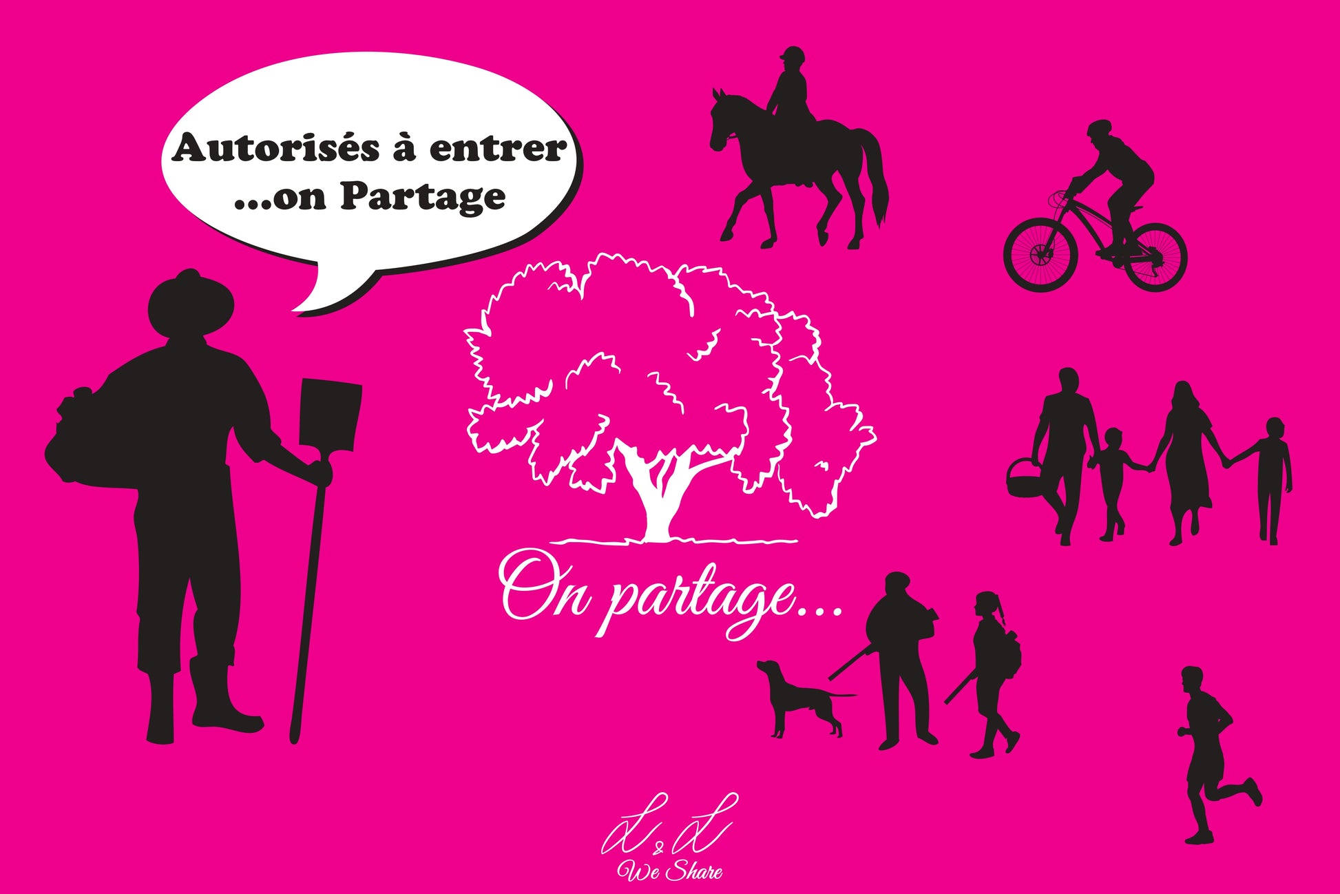 Panneaux signalétiques Akylux  Chasse et Nature L&L We Share ROSE FLUO