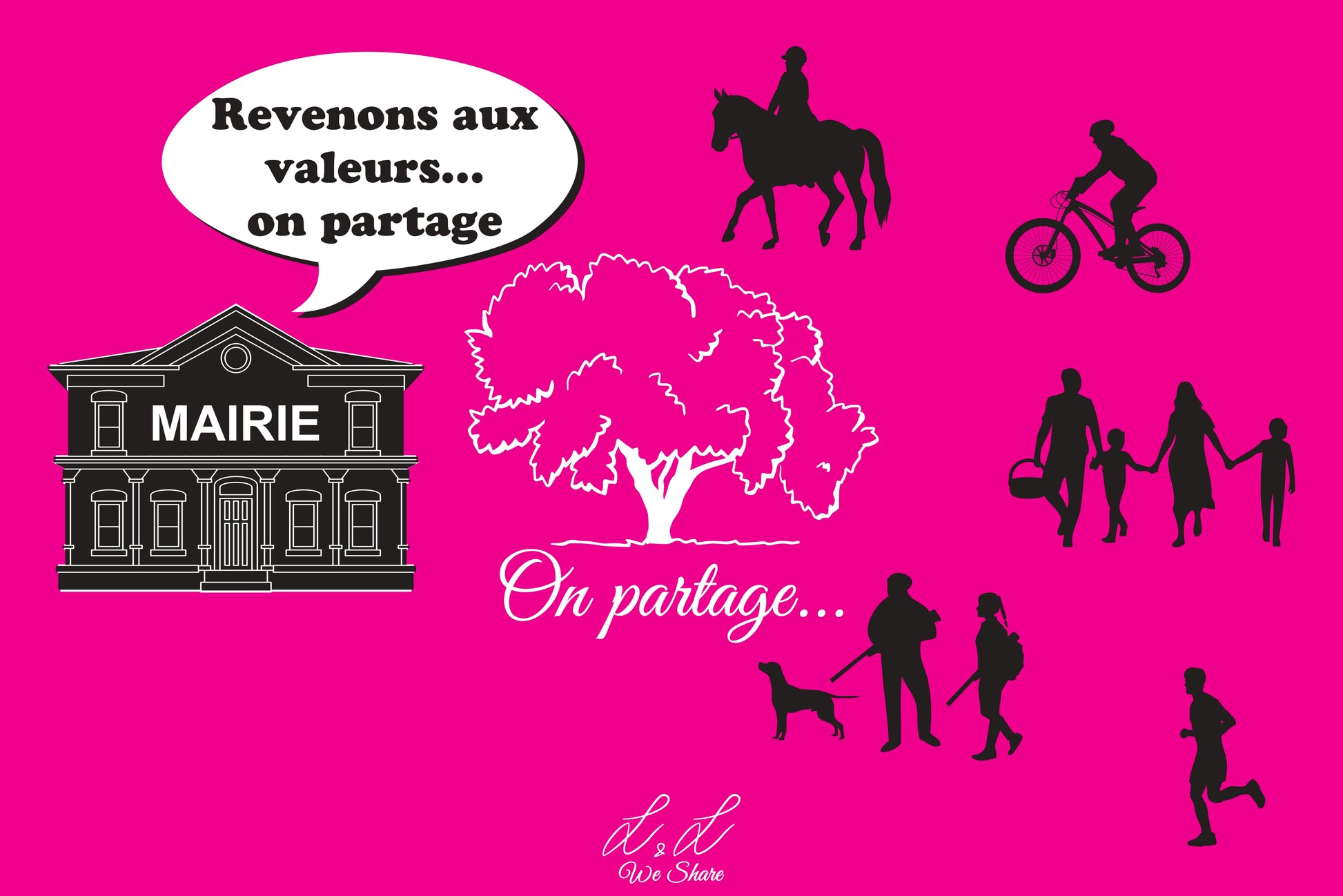Panneaux signalétiques en Alu Dibon "L&L We Share" ROSE FLUO