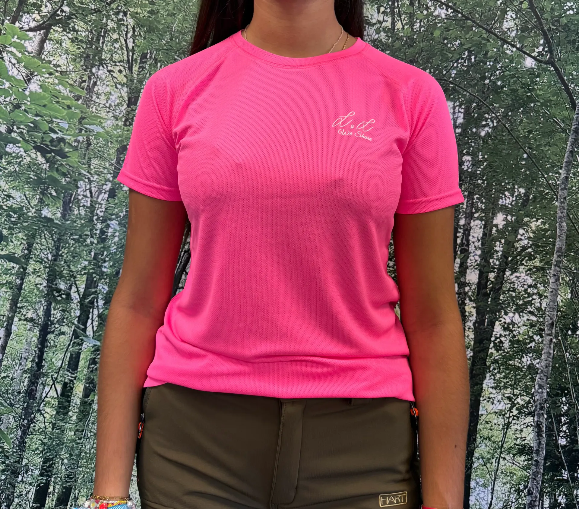 T-shirt fluorescent rose pink unisexe L&L We Share (M)